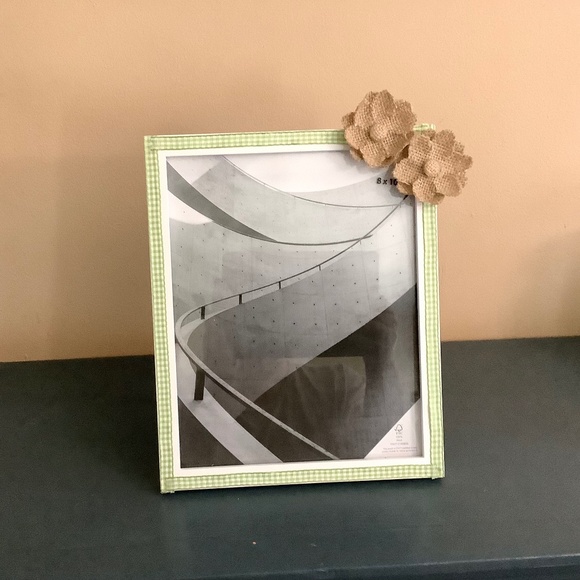 8x10 gingham ribbon and burlap flower picture frame..you pick color - Picture 1 of 7